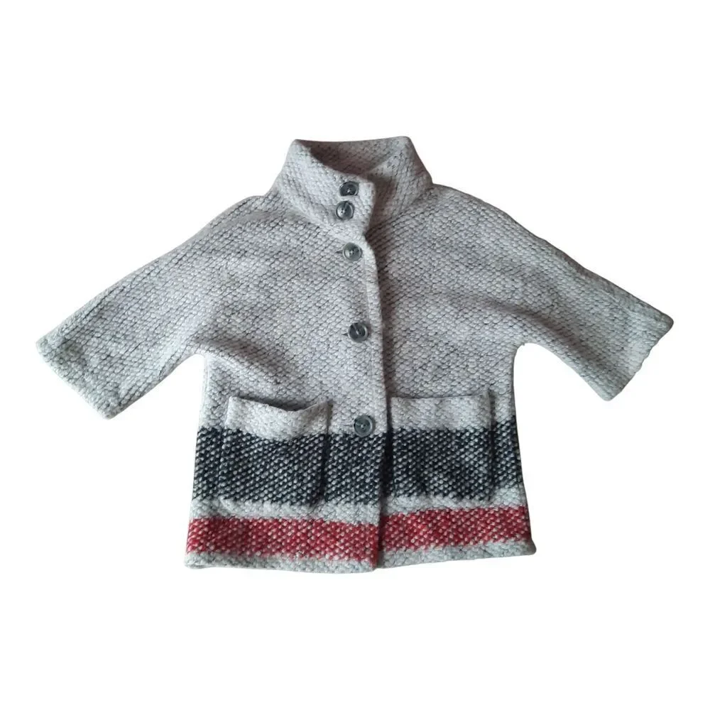 GAP Kids Gray Jacket with Black and Red Stripes